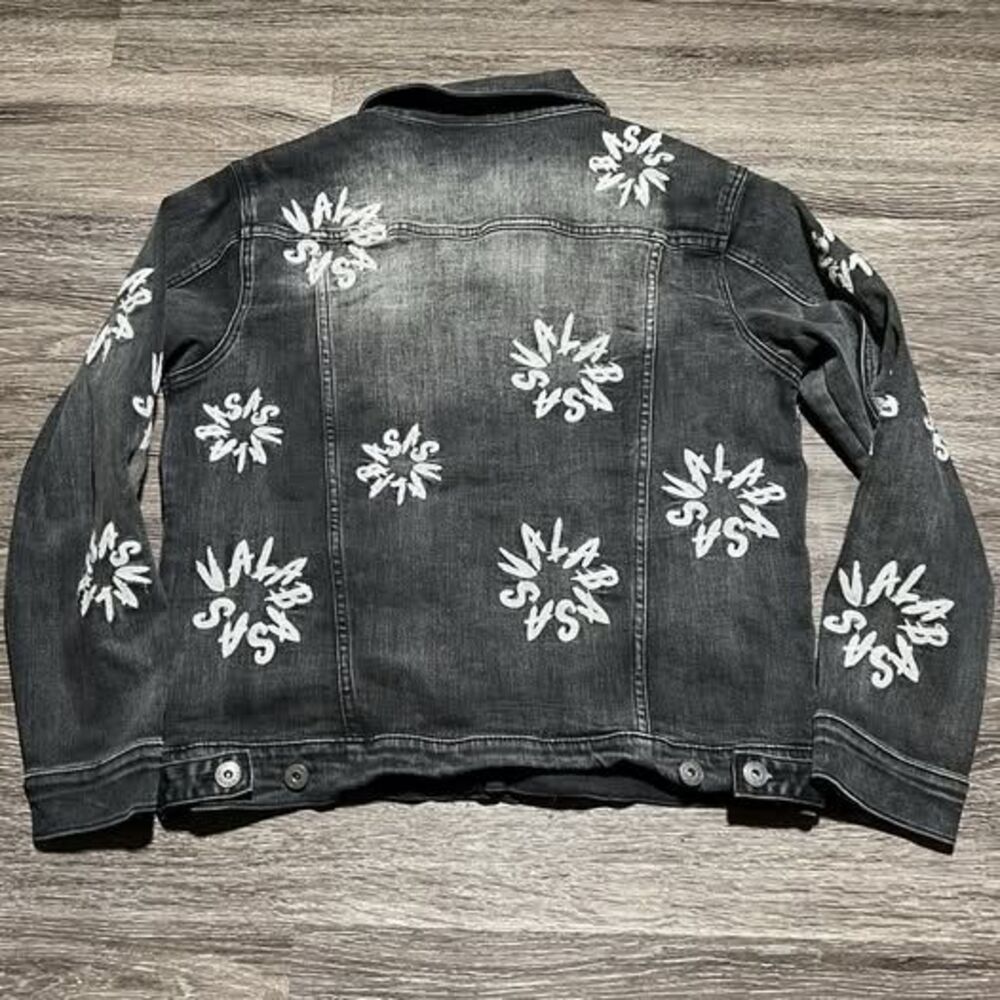 Valabasa Black Denim Jacket Womens Medium Embellished Embroidery - Picture 10 of 10